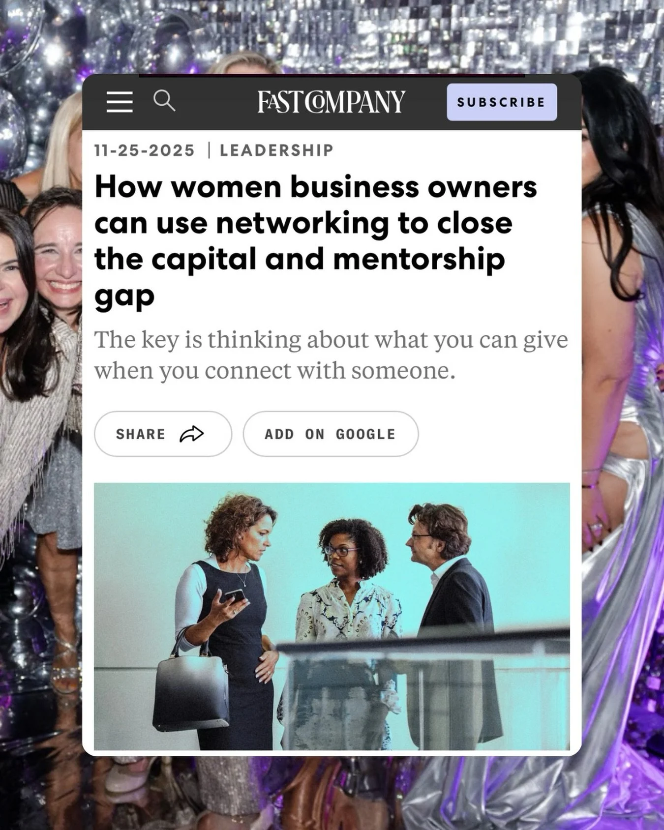 @kristinamillerxoxo of @bostonbusinesswomen had the privilege of writing an essay for @fastcompany on the power of networking in bridging the capital and mentorship gap for female entrepreneurs. Her key takeaway: when women uplift women, the entire e