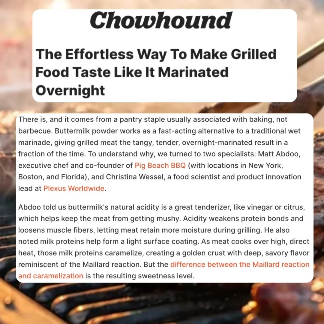 @mattabdoo, executive chef + founder of @pigbeach_bbq shares with @chowhound his top tip for grilling: buttermilk.

Our clients are always serving (pun intended) the best advice. 🎉