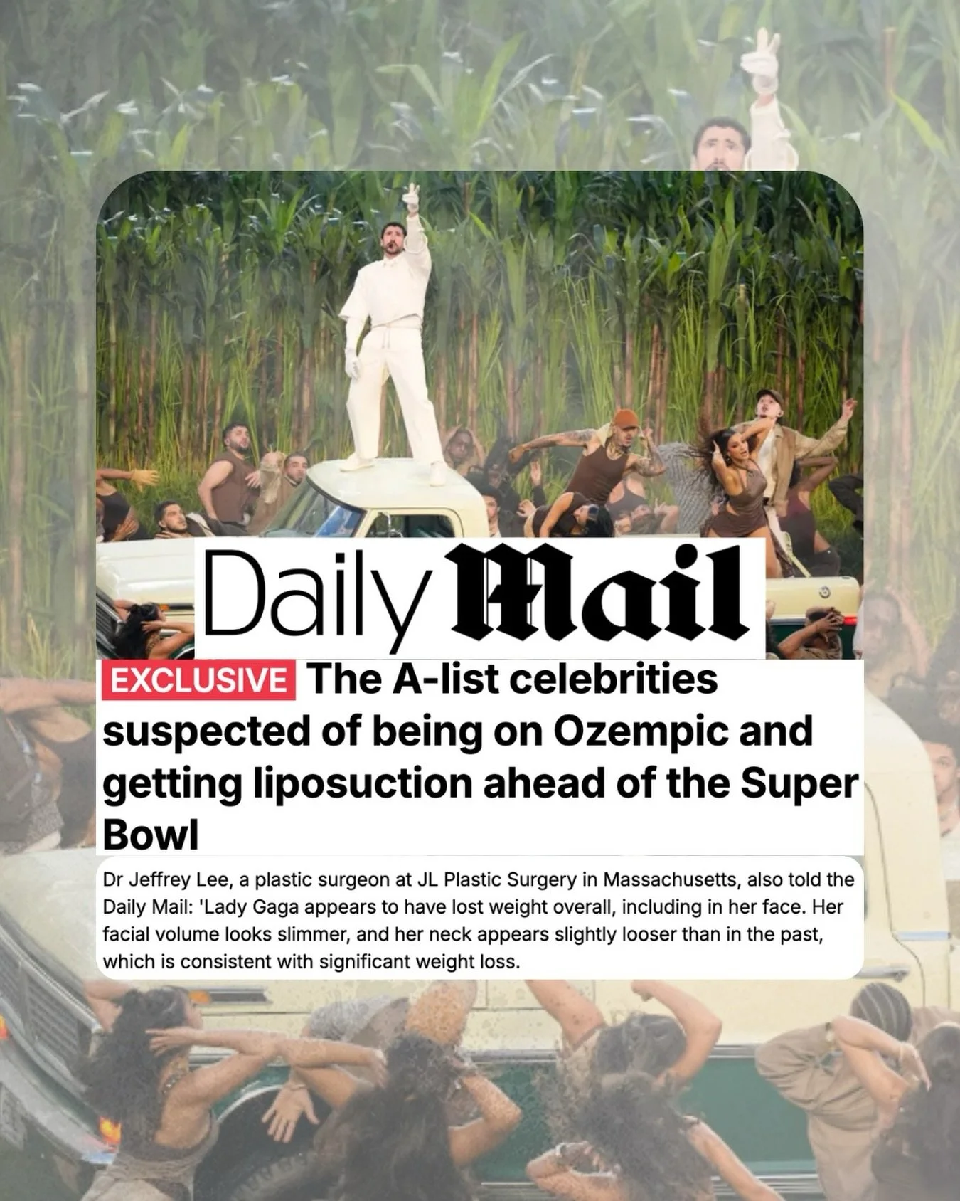 @jeffreyleemd weighs in with @dailymail, offering his expert analysis on the speculated cosmetic changes seen on celebrities&rsquo; faces during this year&rsquo;s Super Bowl.