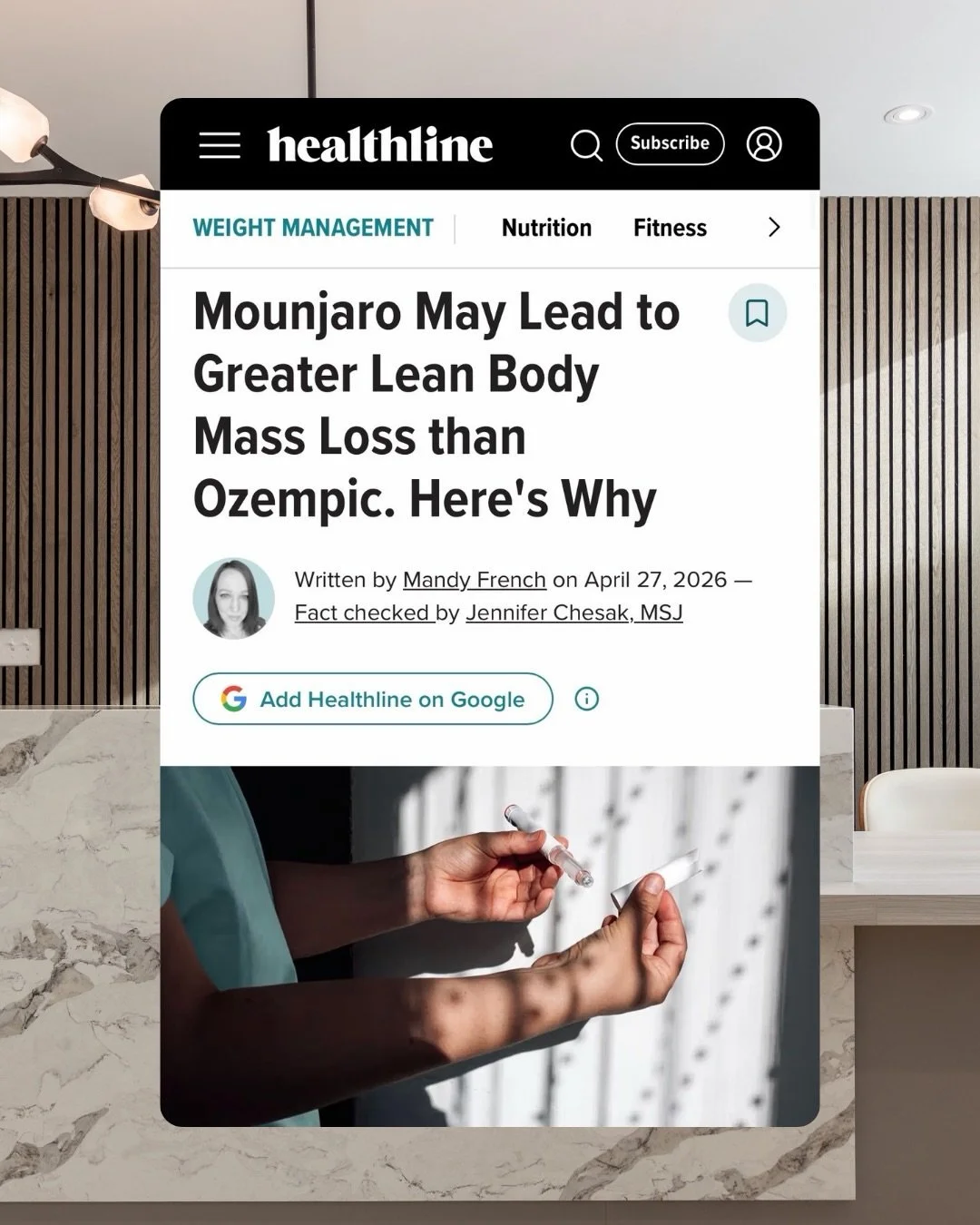 @jeffreyleemd was featured in @healthline weighing in on the differences between Ozempic and Mounjaro, specifically around body composition and muscle mass preservation during weight loss. 

One of the most valuable parts of PR for medical experts is