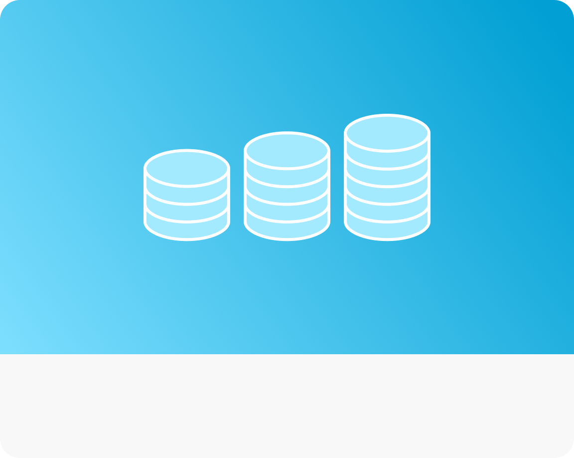 Rising bar chart made of coins on a blue background.