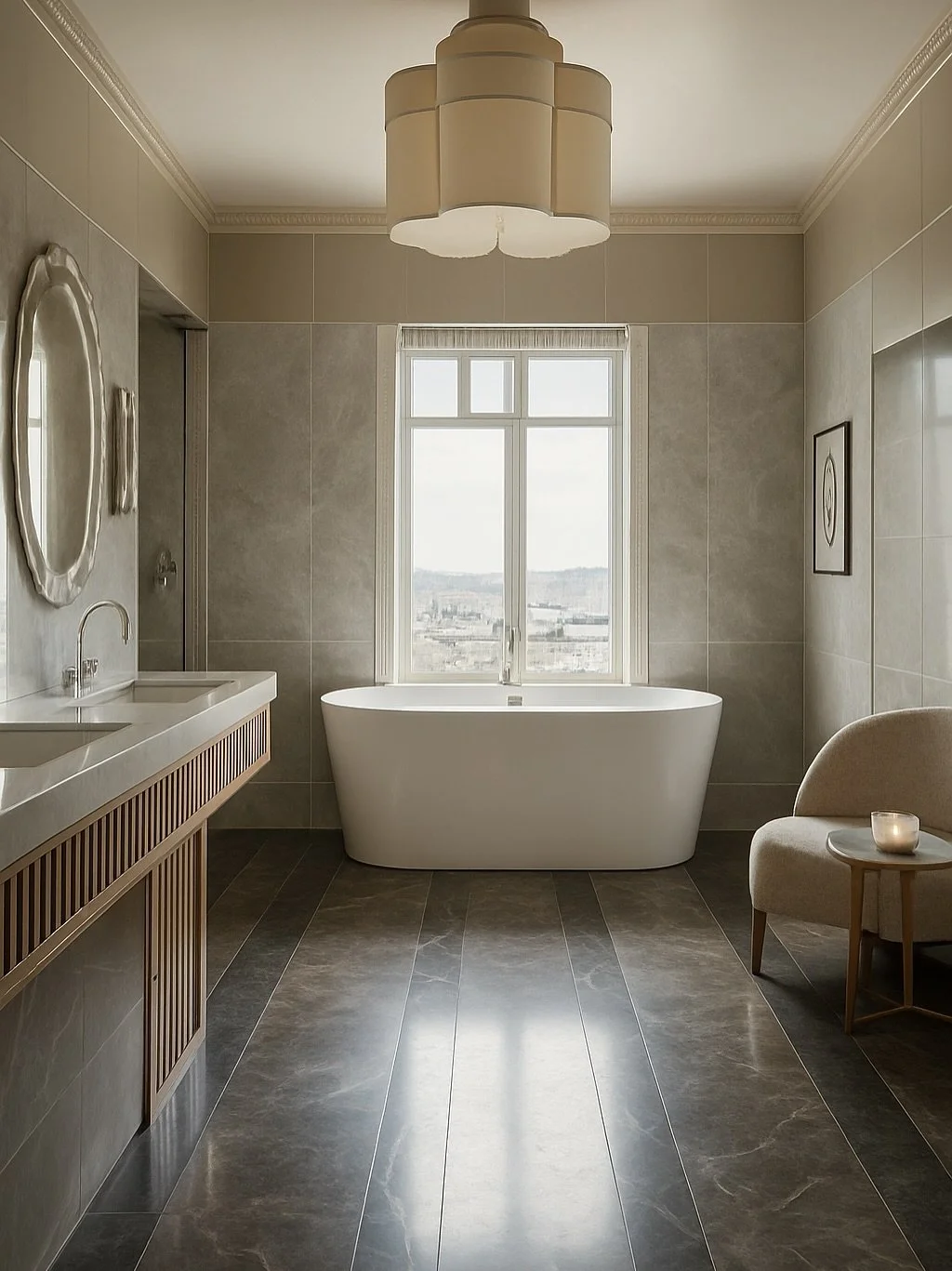 Two moods, one guest bathroom concept.  Both designed with timeless materials and quiet luxury at the core. 
Do you lean toward the light, crisp, and airy feel &mdash; or the warm, deep, and moody vibe?

#towerdesignstudio #designconcept #bathroomdes