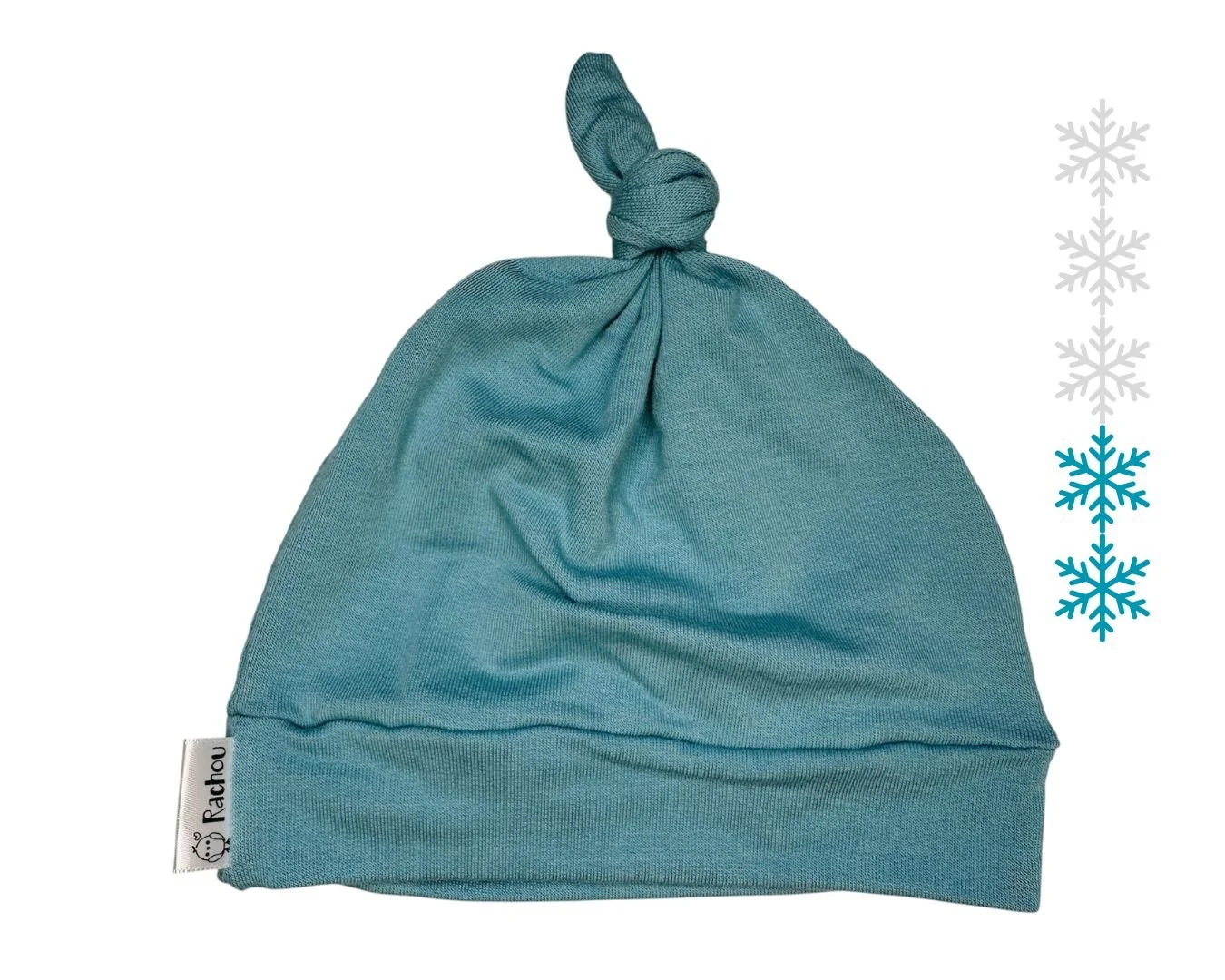 Bonnet à noeud en tricot de bambou Bleu aqua