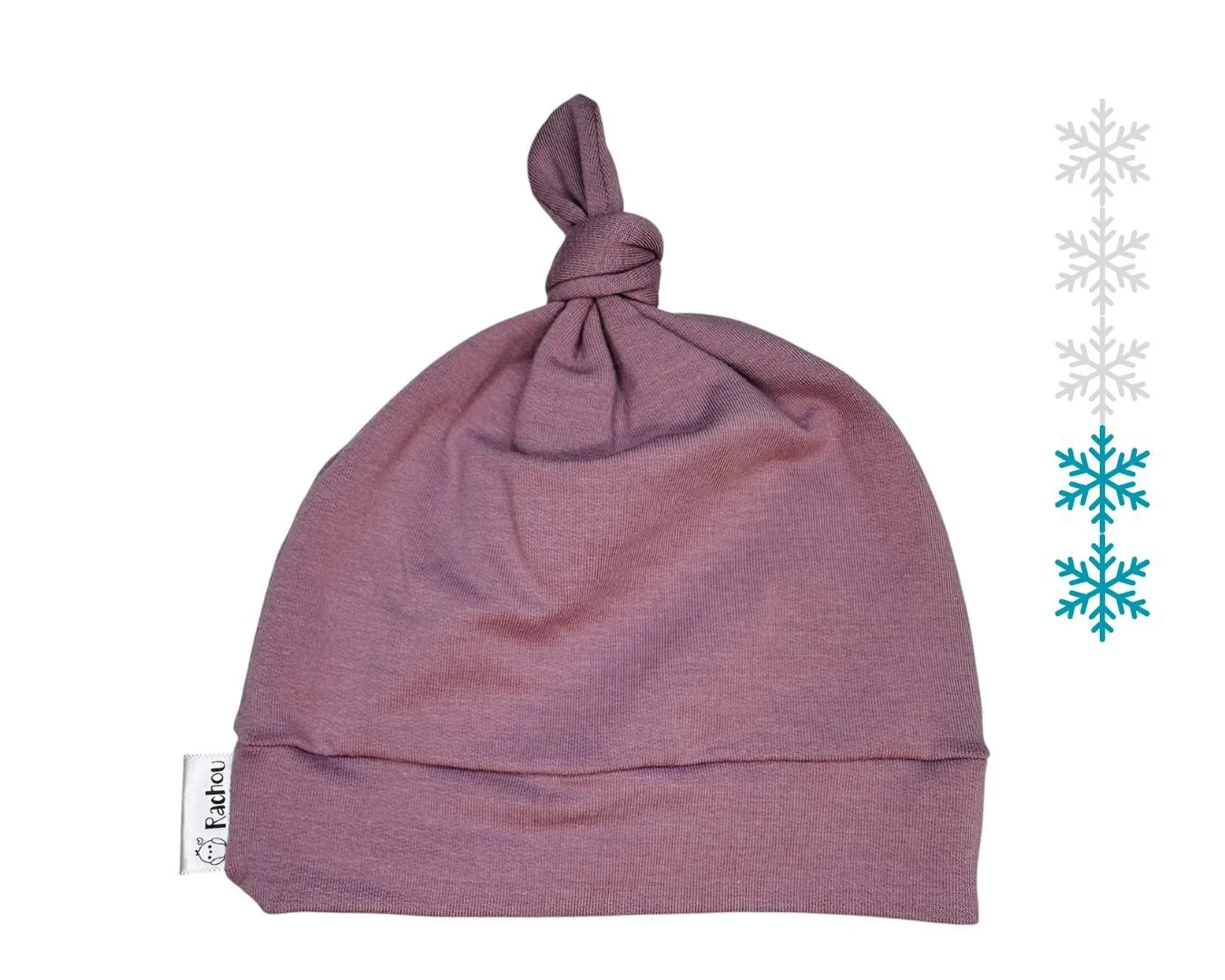 Bonnet à noeud en tricot de bambou Mauve