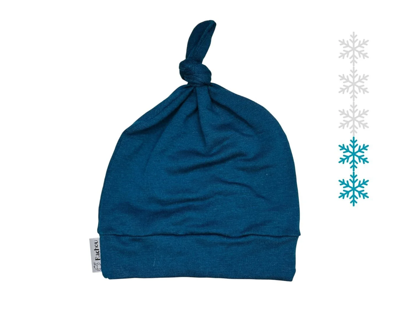Bonnet à noeud en tricot de bambou Bleu foncé