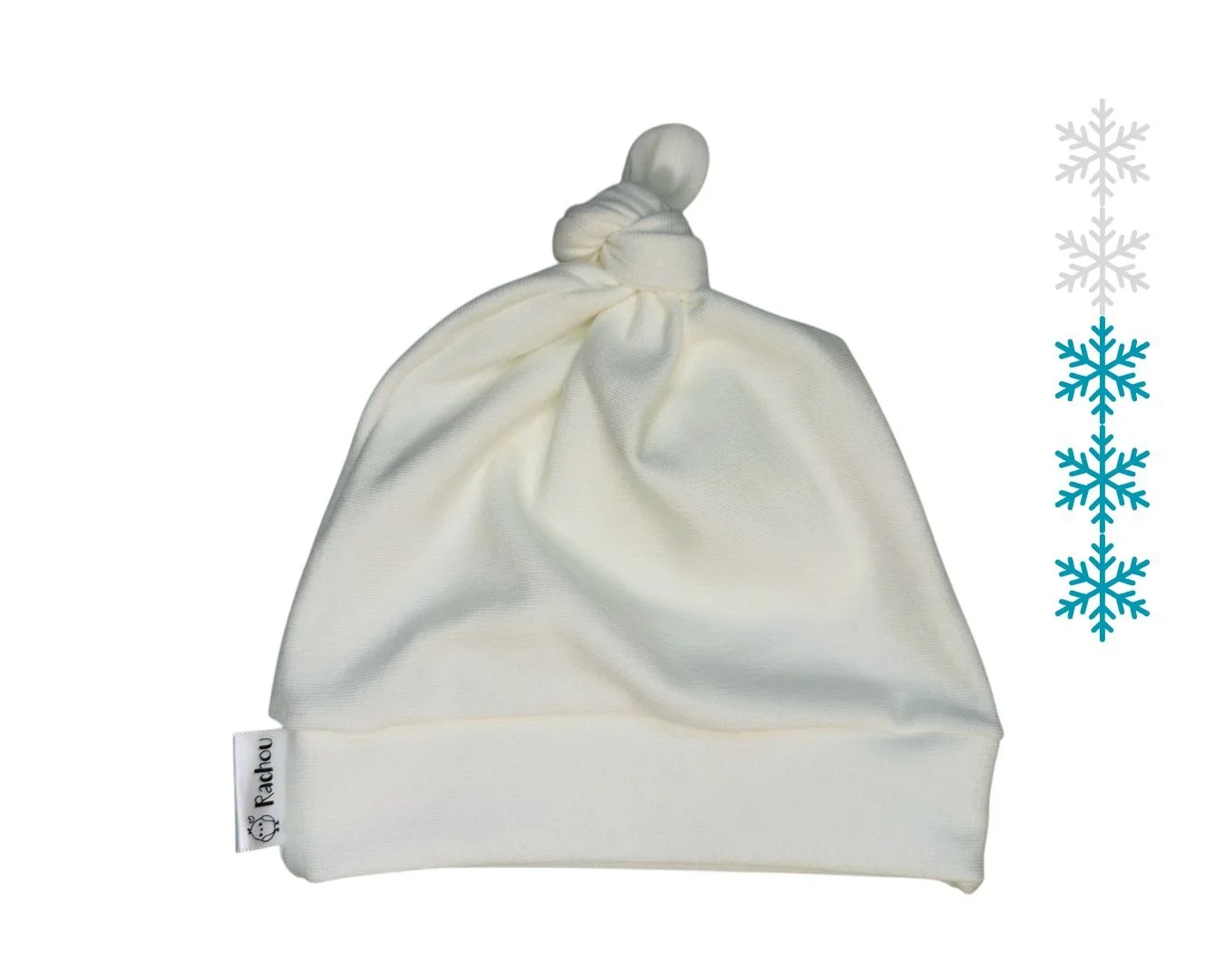 Bonnet à noeud en coton ouaté de bambou Blanc crème