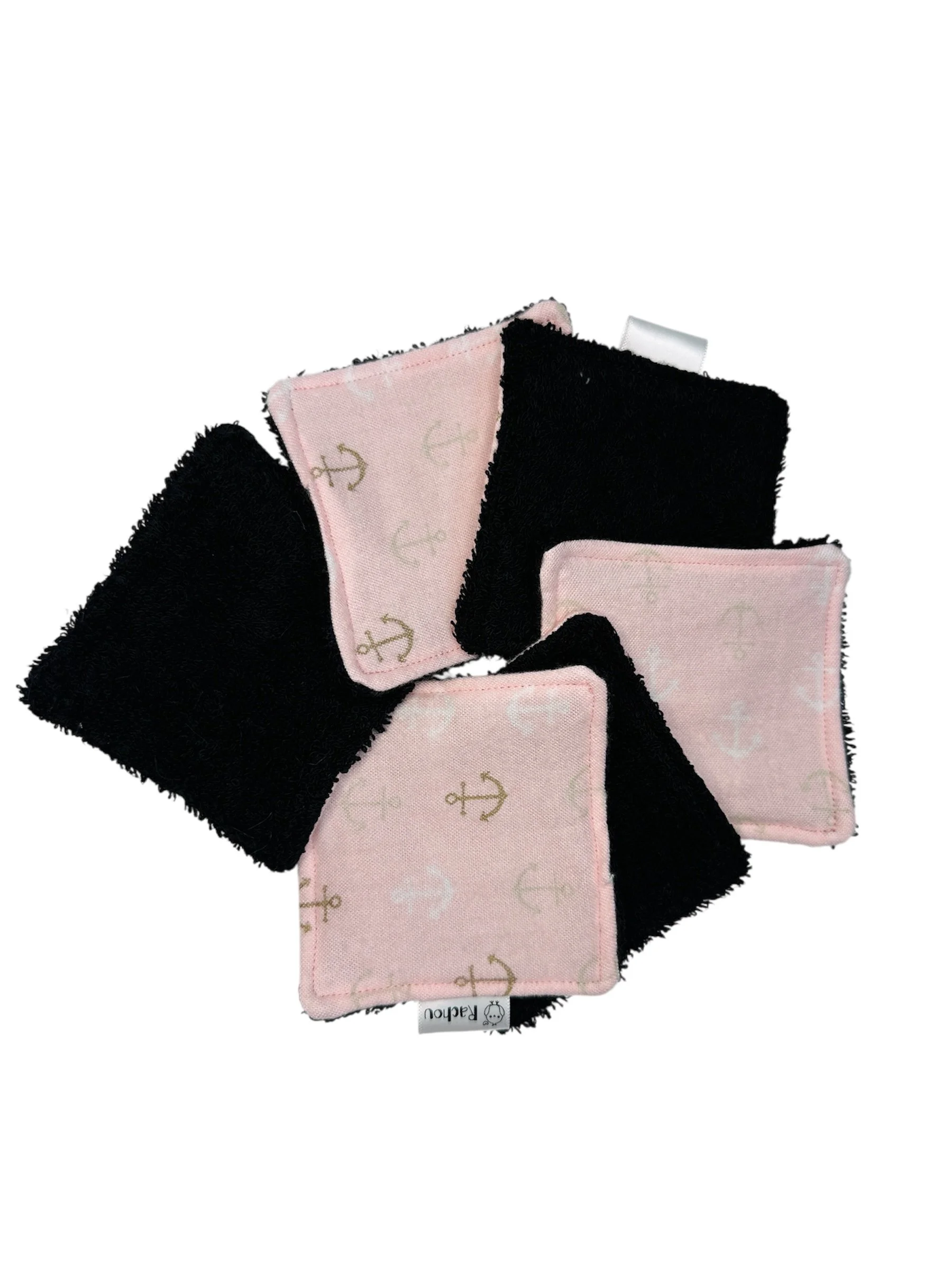 Lot de 6 tampons démaquillants en bambou Encre rose