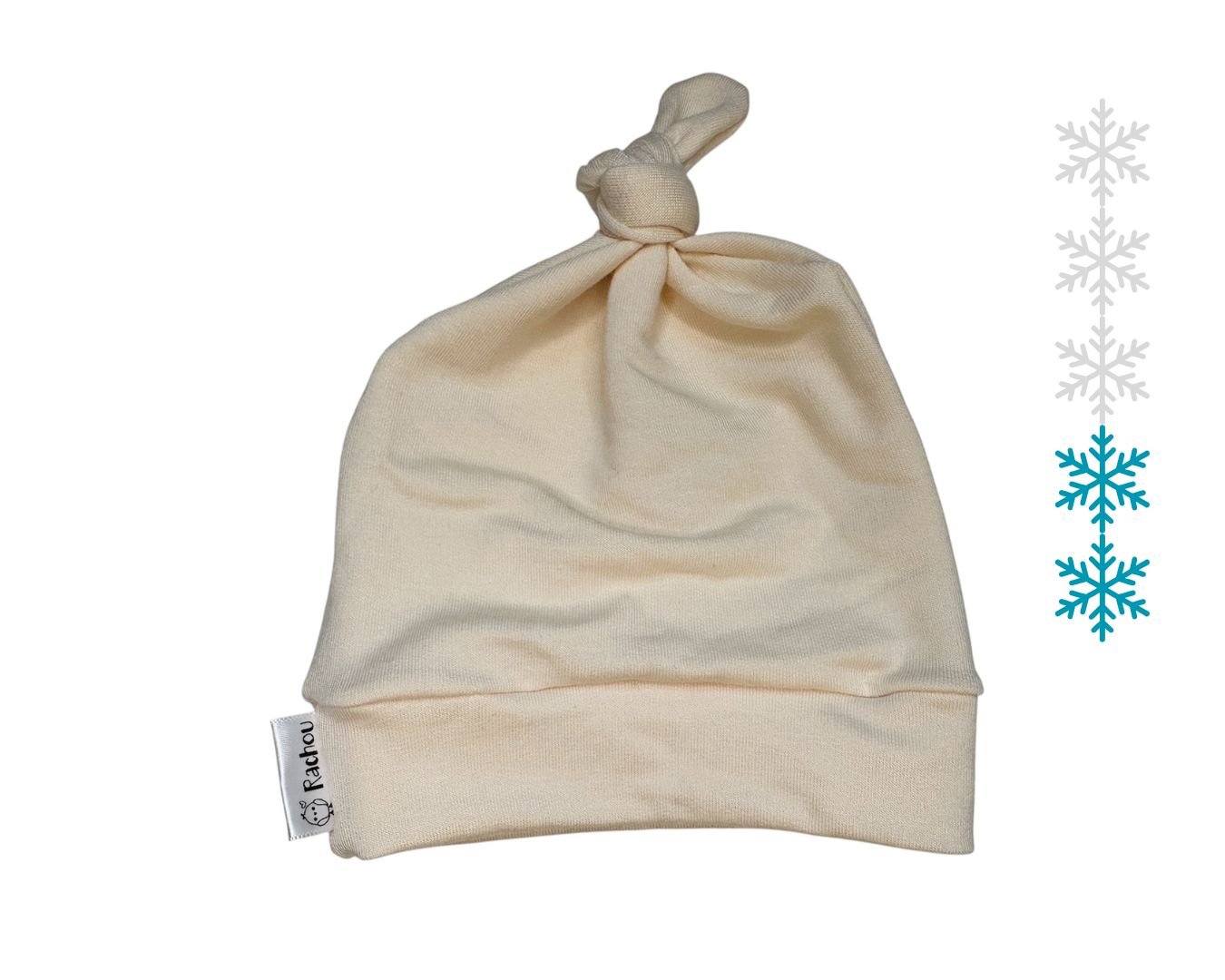 Bonnet à noeud en tricot de bambou Beige