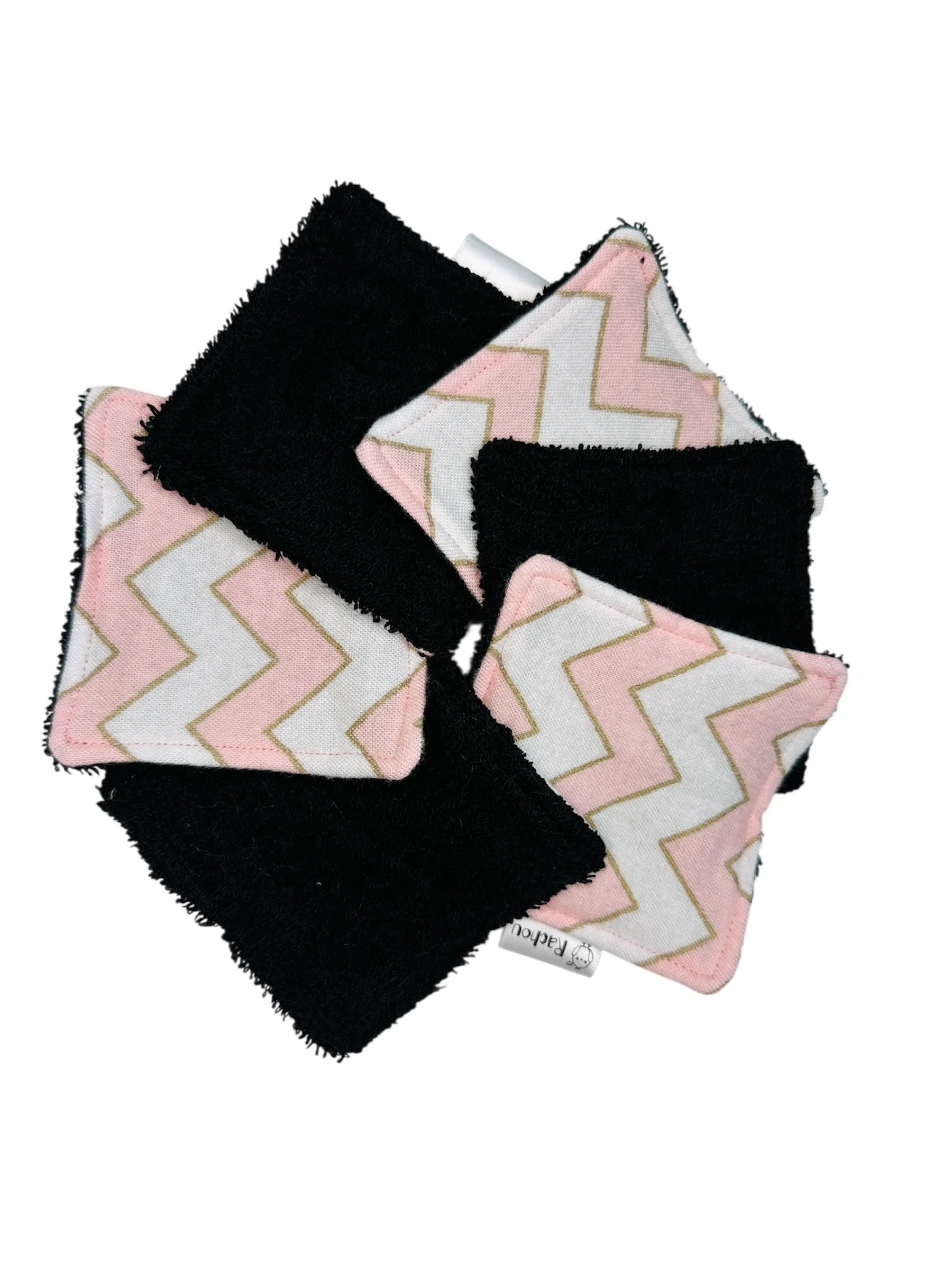 Lot de 6 tampons démaquillants en bambou Chevron rose