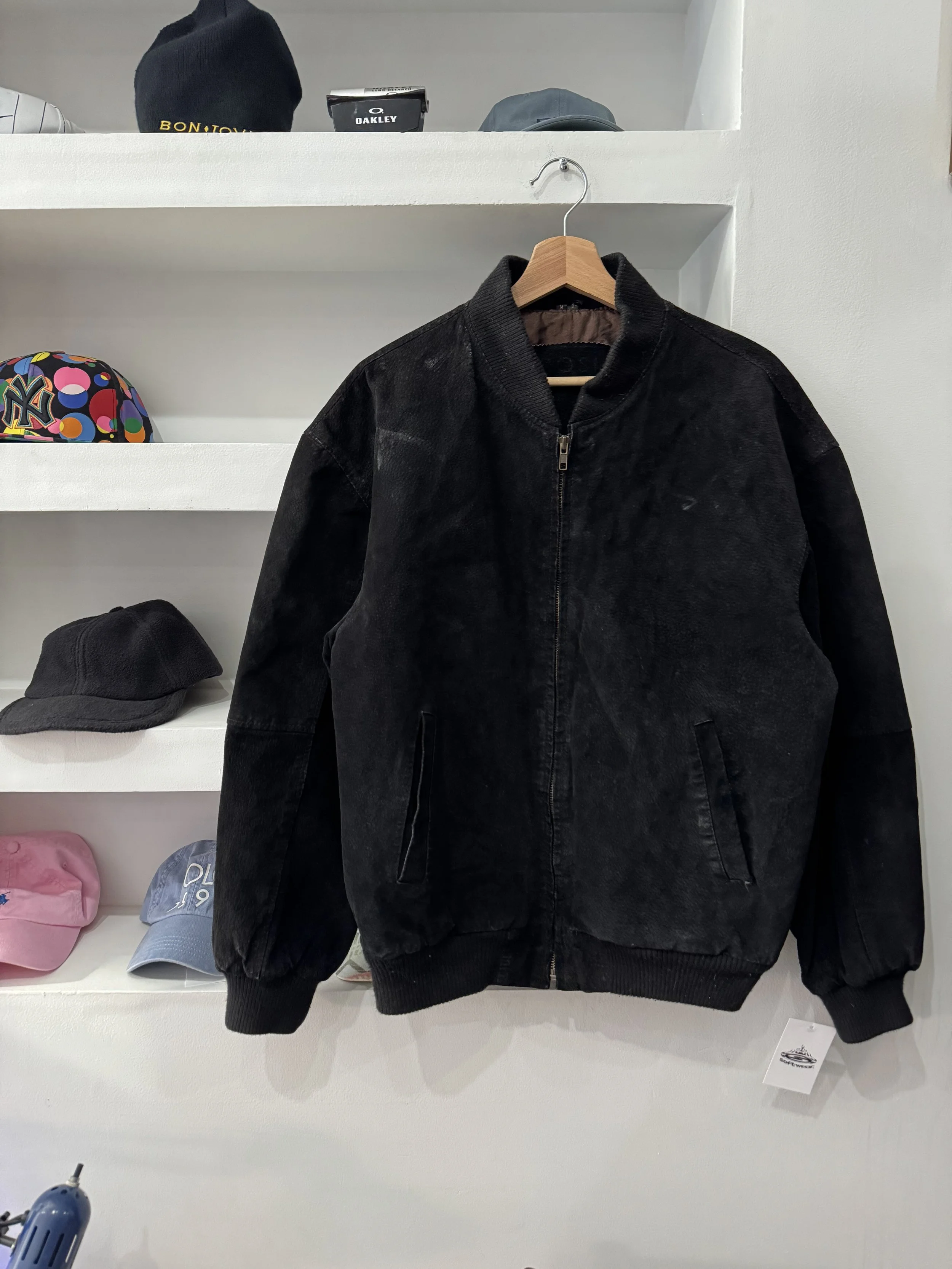 black suede bomber jacket