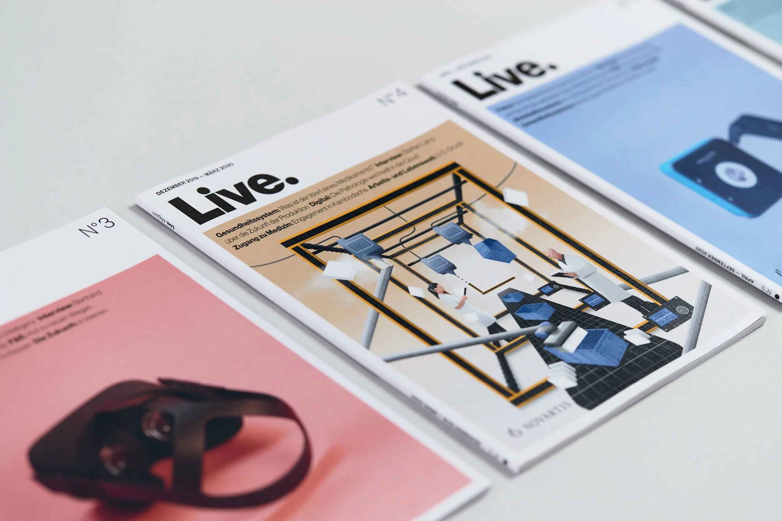 Print covers of Live Magazine, Novartis global feature publication