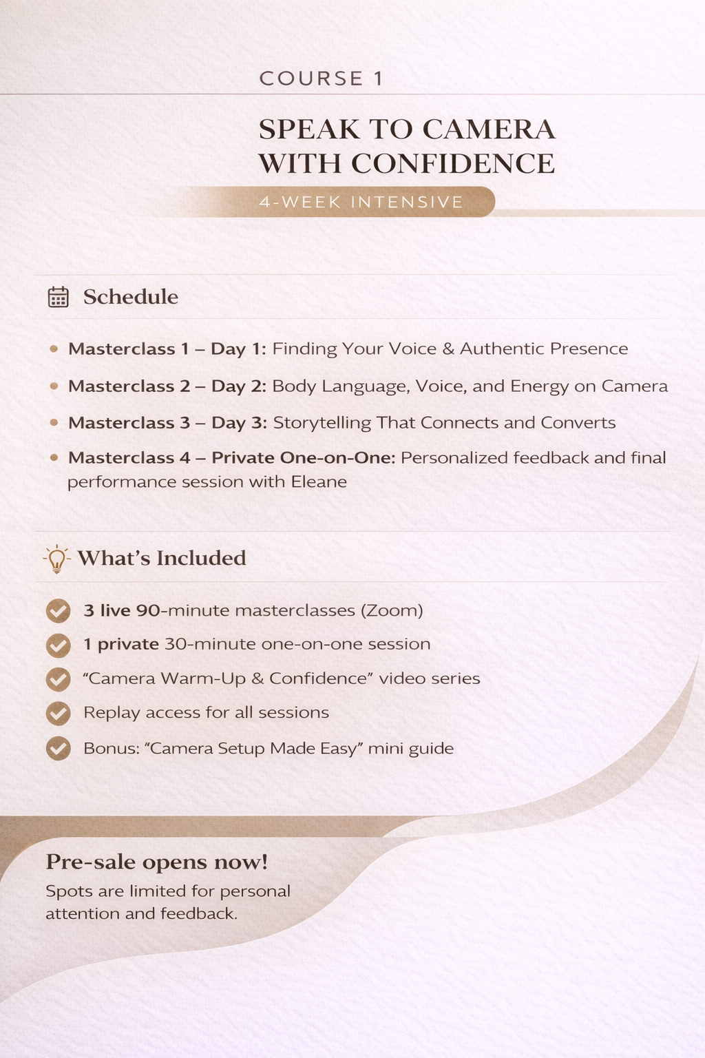 Speak to Camera with Confidence: 4-Week Intensive