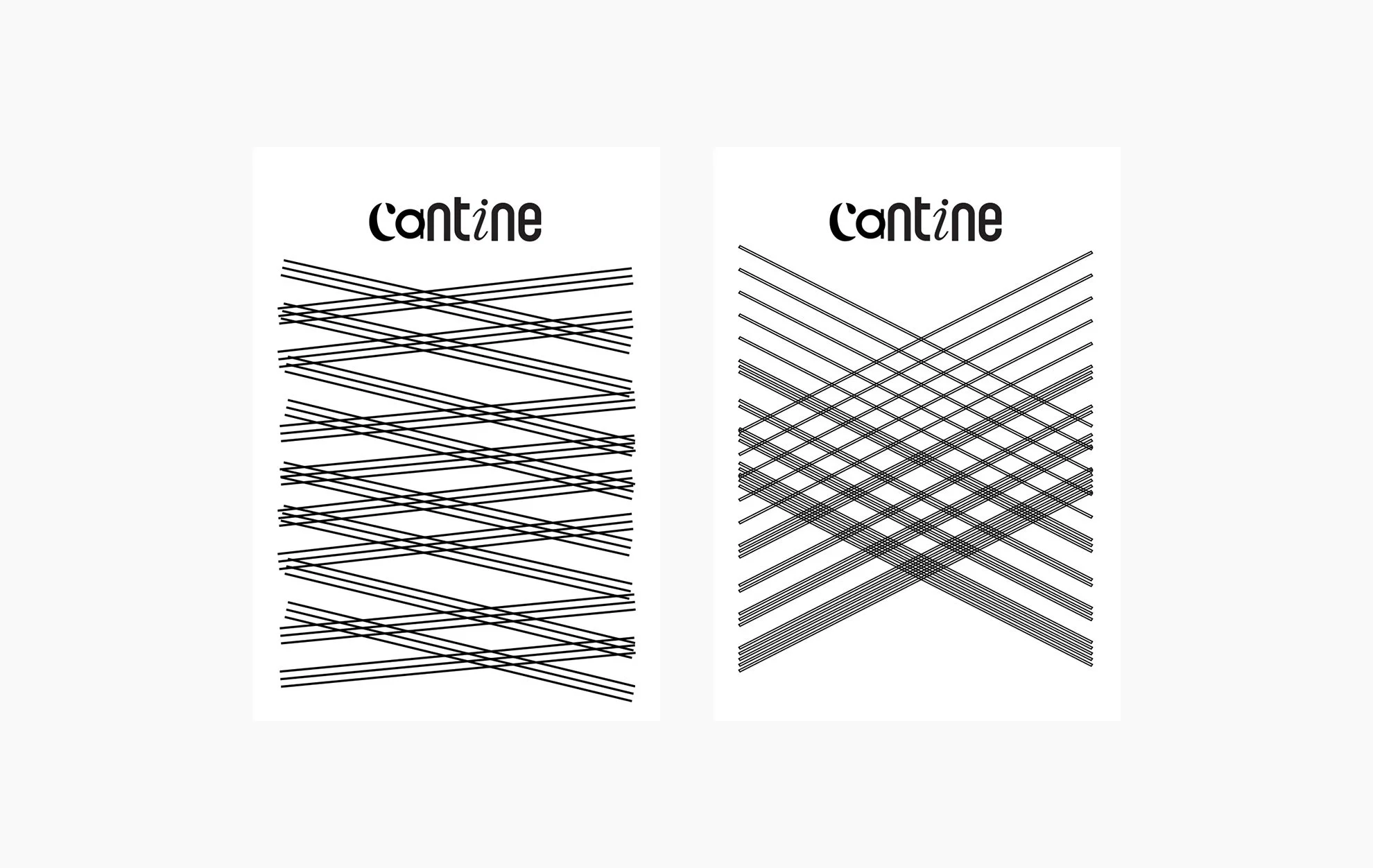 Comparison of two charts titled 'Cantine.' The left chart shows many crossing lines, while the right chart has lines that do not cross, illustrating a visual difference in line arrangements.