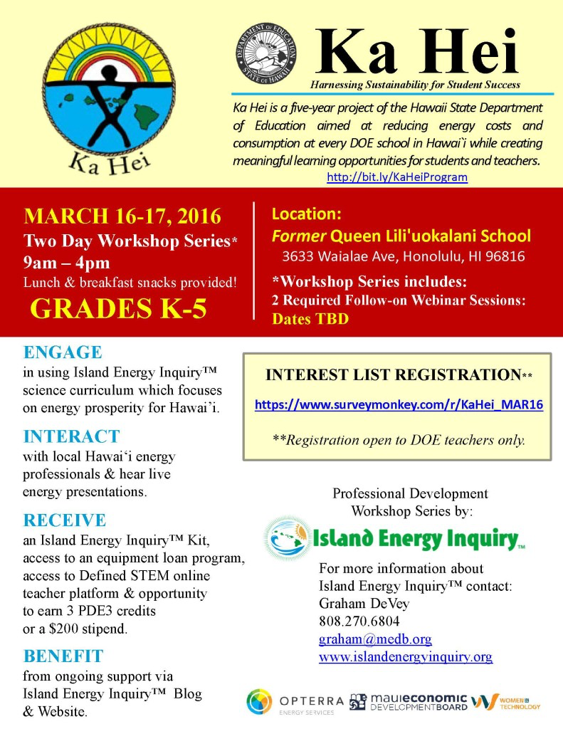 Ka Hei presents IEI Professional Development Workshop Series – Grades K – 5