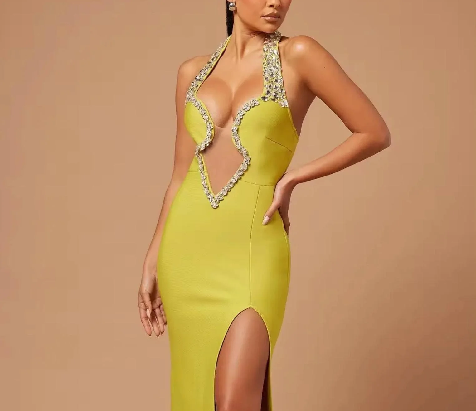 Lime Luxe Crystal Gown