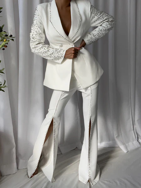 Diamond Drape Blazer and Pants Set