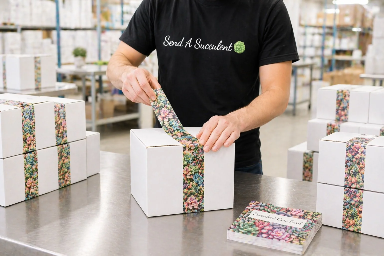Succulent gifts carefully packaged