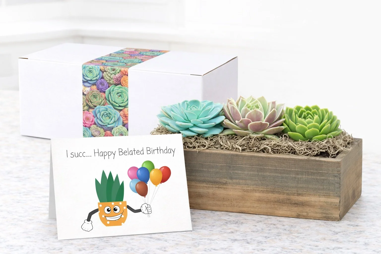 I Succ ...Happy Belated Birthday | Succulent Gift & Personalized Card