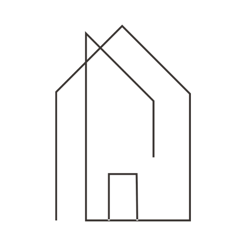 Geometric drawing of an outline square with sections divided by vertical, horizontal, and circle lines.