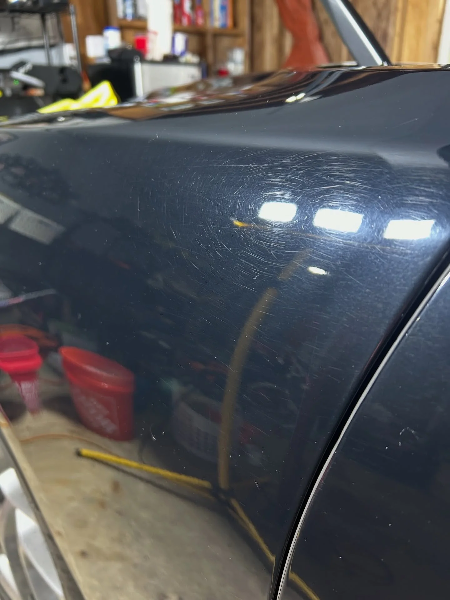 This is the result of Step 1 of our 2 step paint correction. 

If you have subtle swirls and scratches on your vehicle that are bothering, give us a call for an estimate of visit thompsonsautodetailing.net to book your session now!