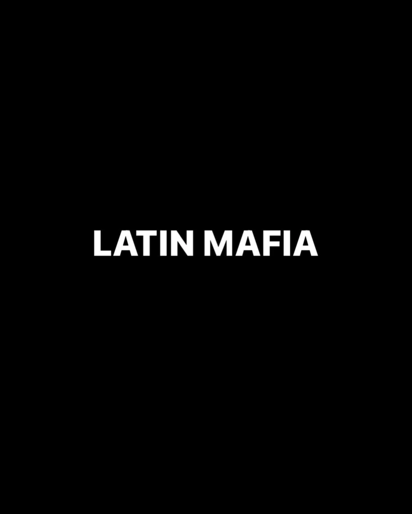 @itslatinmafia 
CROPPED BLUE HOODIE W/ 2 COLOR SCREEN PRINT. OVERSIZED WHITE TEE W/ PRINT ON FRONT AND BACK.