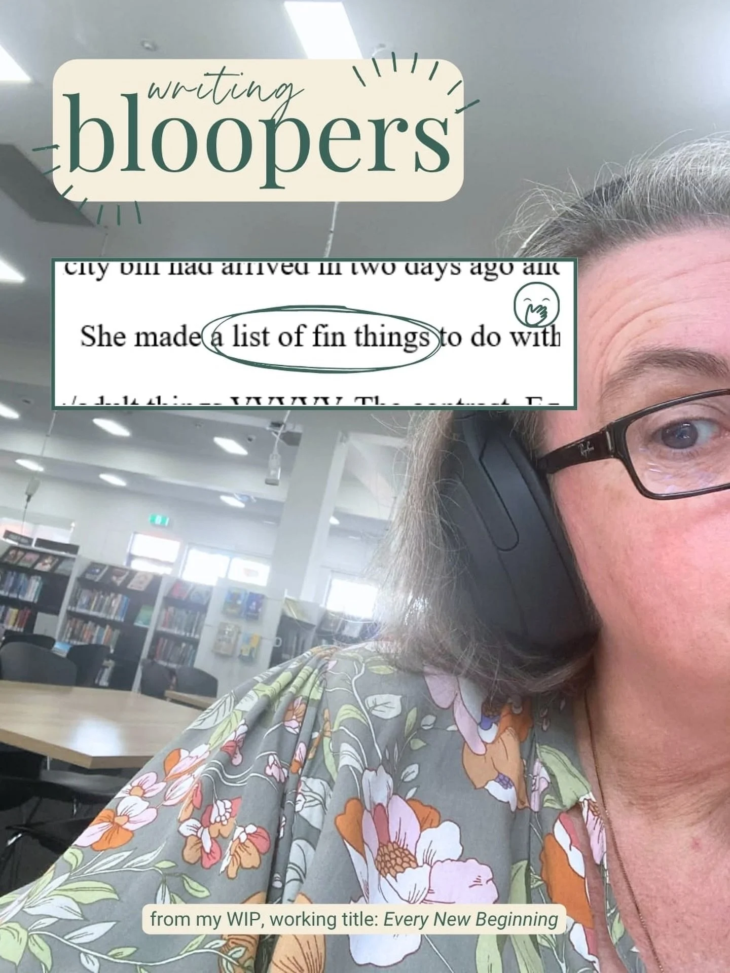 Today&rsquo;s writing blooper brought to you from a writing stint in the library. Obv that should be FUN things to do, but thinking of FIN things do could be fun (see what I did there). So hit me with your best/fave/funny FIN things to do&hellip;and 