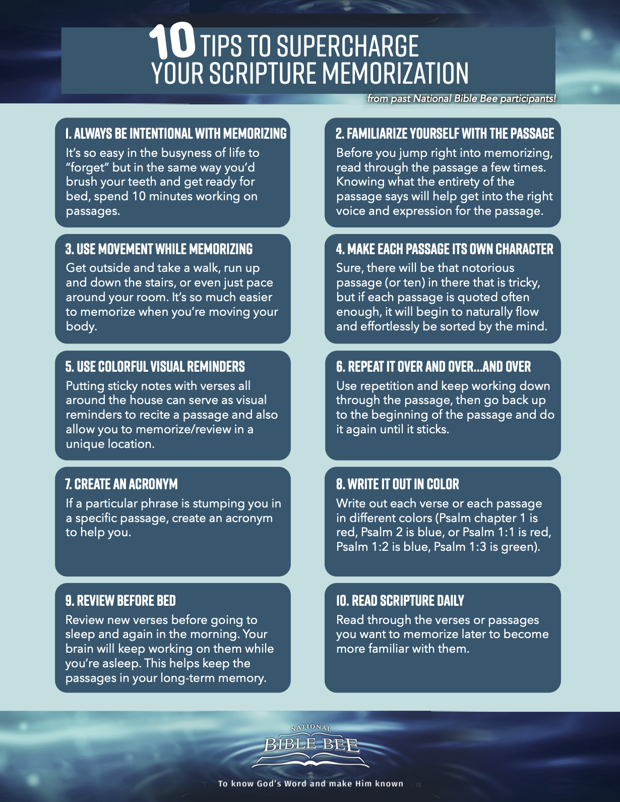 10 Tips to Supercharge Scripture Memorization: From Bible Bee Veterans (FREE Download)