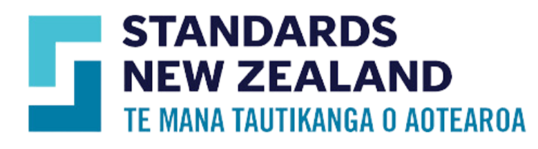 Logo of Standards New Zealand with text in English and Maori.