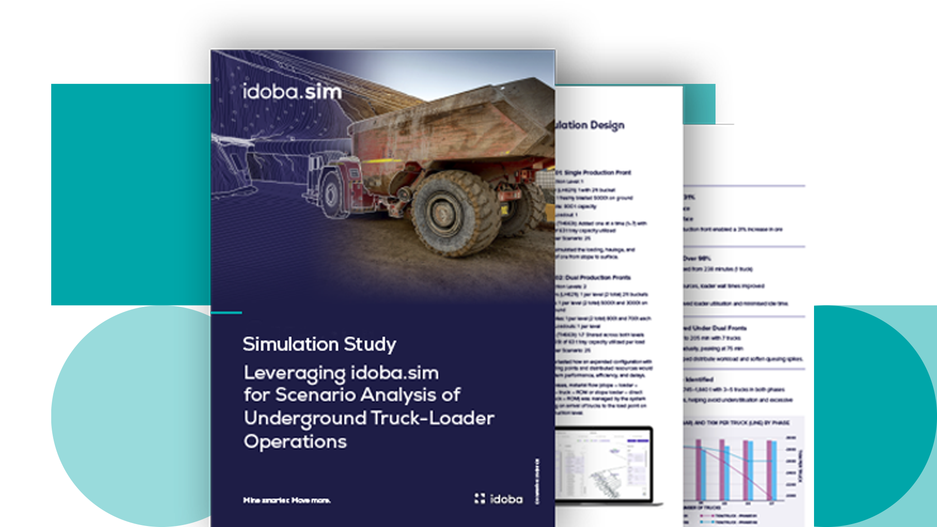 idoba.sim scenario comparison — P10 P50 P90 mine planning simulation results