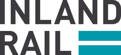 Logo of Inland Rail with stylized blue lines