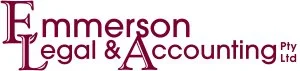 Logo of Emmerson Legal & Accounting Pty Ltd in maroon text on a white background.