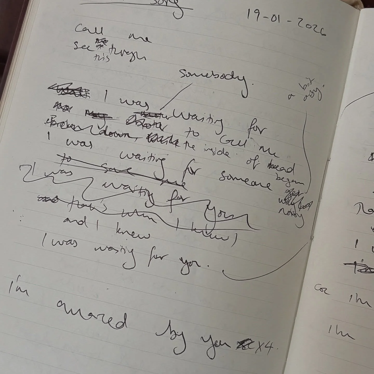 The process of bringing a song to life. This is what my mind looks like on paper 🧠📝

Lyrics for &rdquo;In Awe&rdquo; ✍🏽🎼

Here are some pages from my songwriting journal. The first two slides show the lyrics I wrote for my verse, and in the third