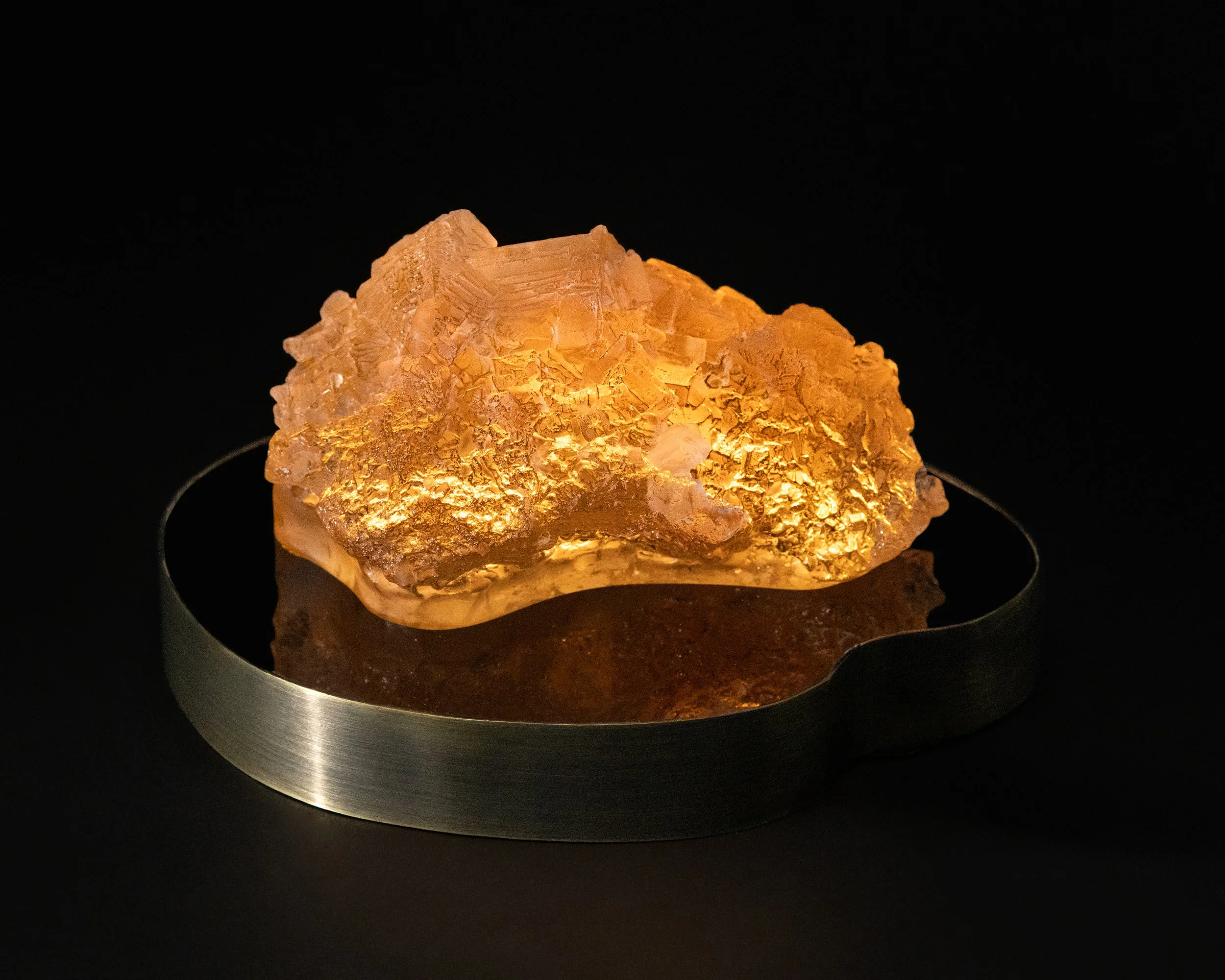 Small halite in color. 6.5x5x4". Cast glass, acrylic, brass. 2026.