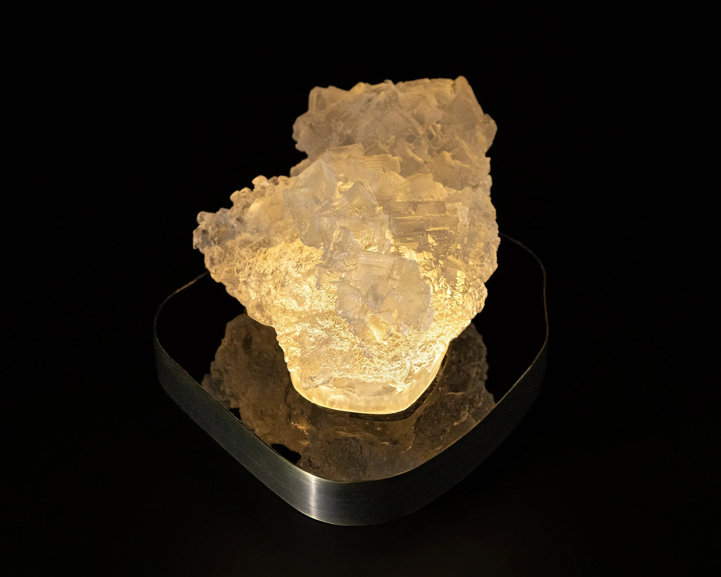 Large halite. 10x7.5x5". Cast glass, acrylic, brass. 2026.