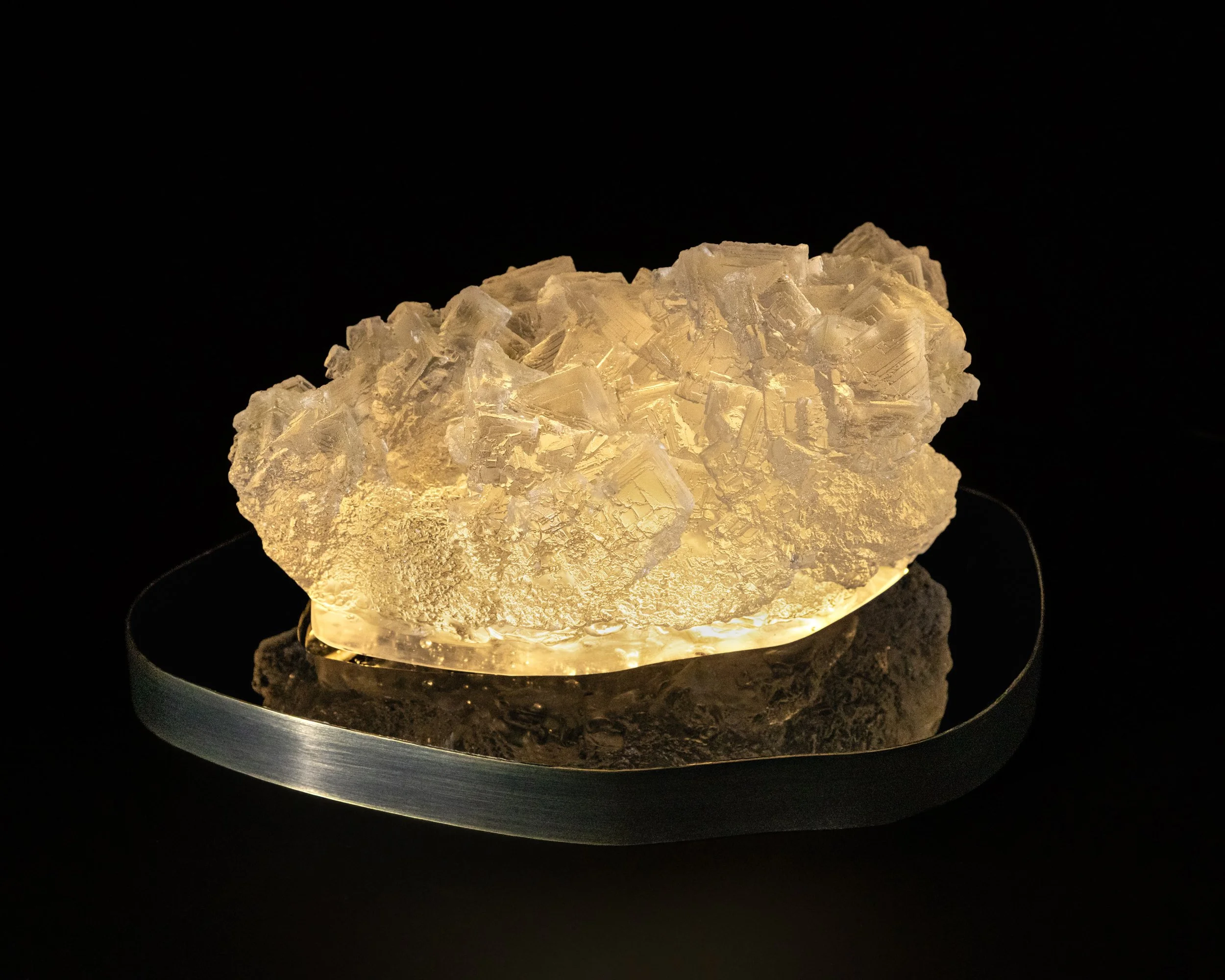 Large halite. 10x7.5x5". Cast glass, acrylic, brass. 2026.