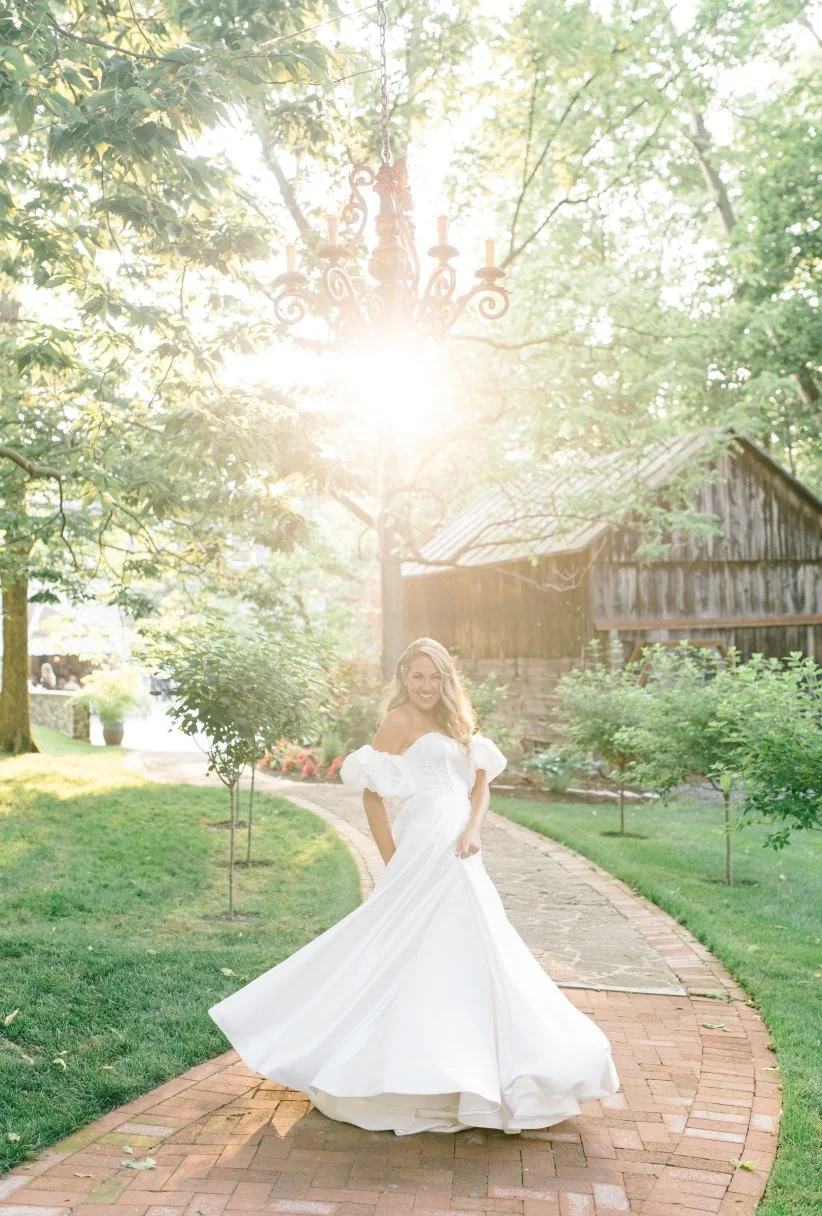 Bride twirling in her gown