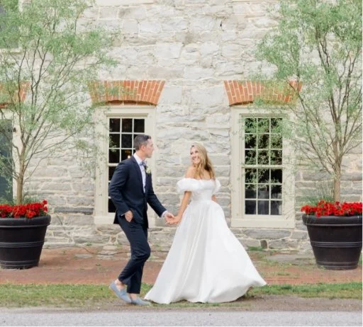 Couple outside the old Stone Mill building