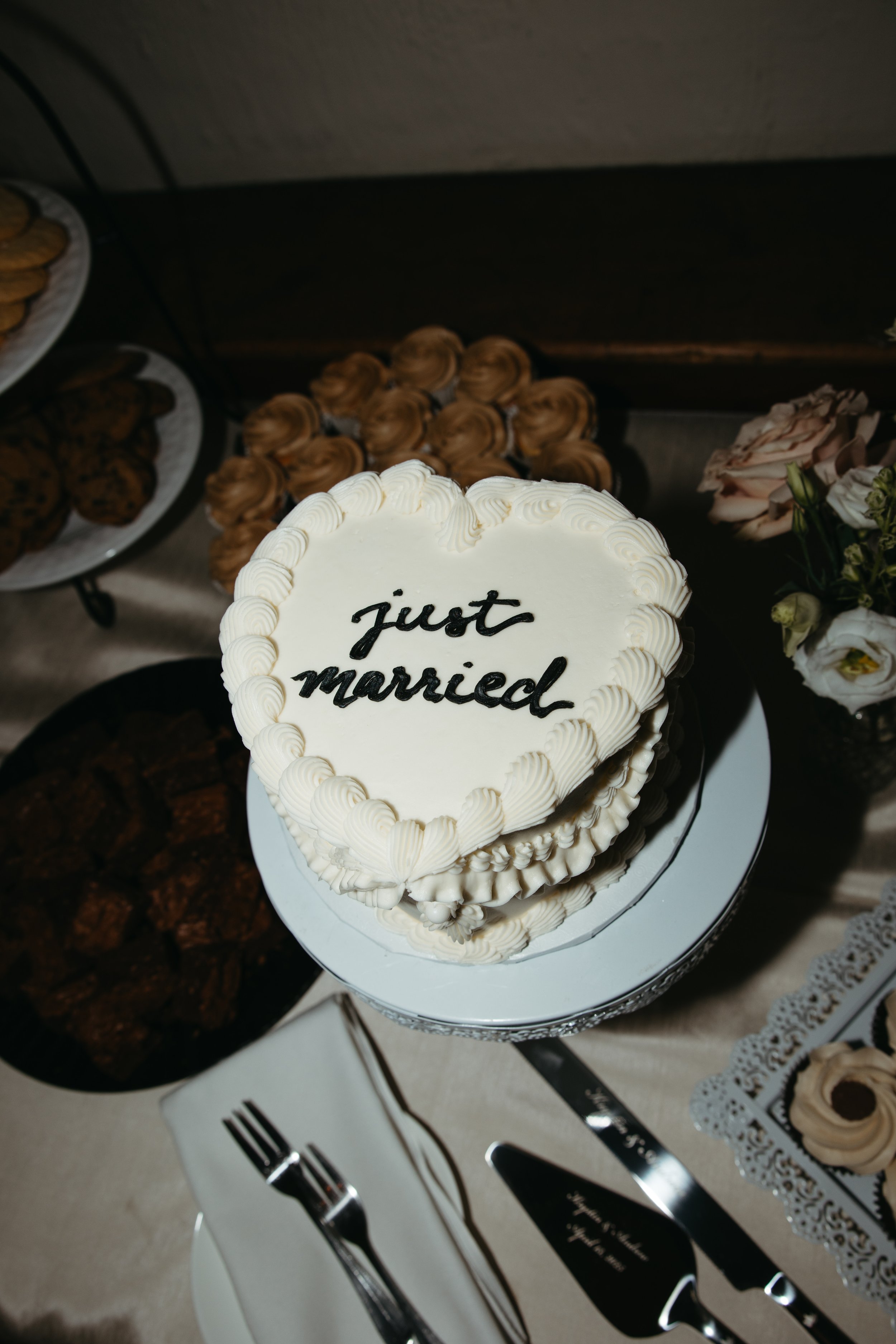 white heart wedding cake