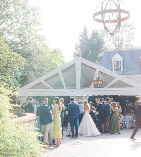 Wedding tent exterior patio view