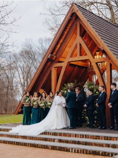 Fall wedding under the wooden Abbey