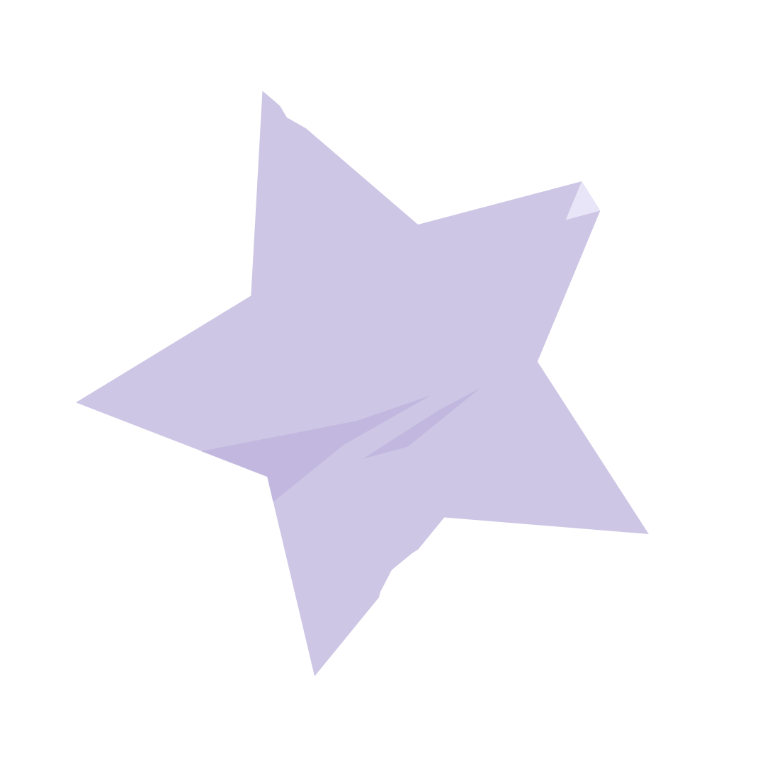 A three-dimensional, purple, five-pointed star with a shadow cast behind it.