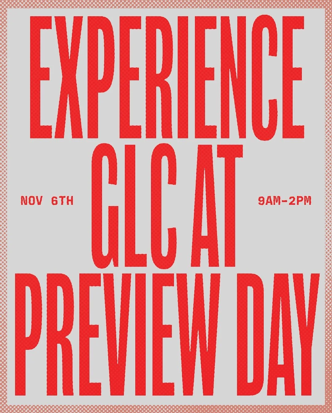 Step into your calling. Experience Day at GLC. November 6. 9AM–2PM. See you there! 🤞🗣️