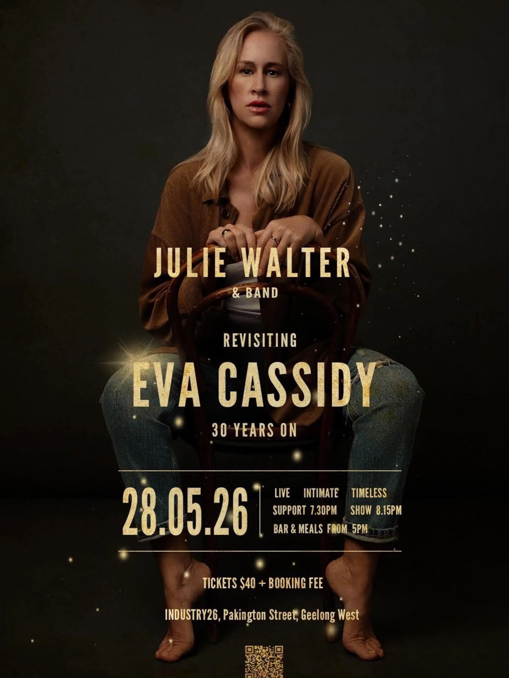 Join us on Thursday 28th May, over drinks and a night of live music, revisiting EVA CASSIDY, 30 years since her passing. 

Featuring Geelong-born export, touring singer Julie Walter &amp; an extraordinary band. 

A live music event at Industry26 with