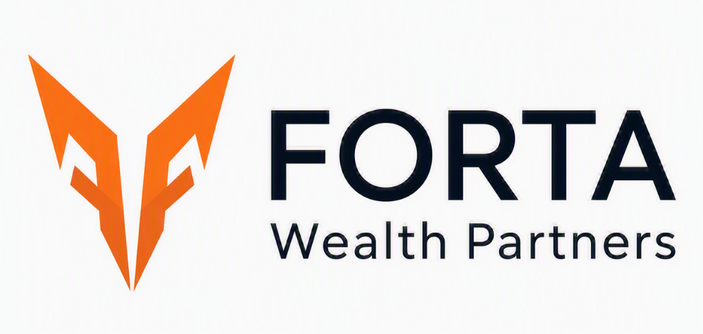 Logo for Forta Wealth Partners with an orange abstract fox head icon and the company name in black text.