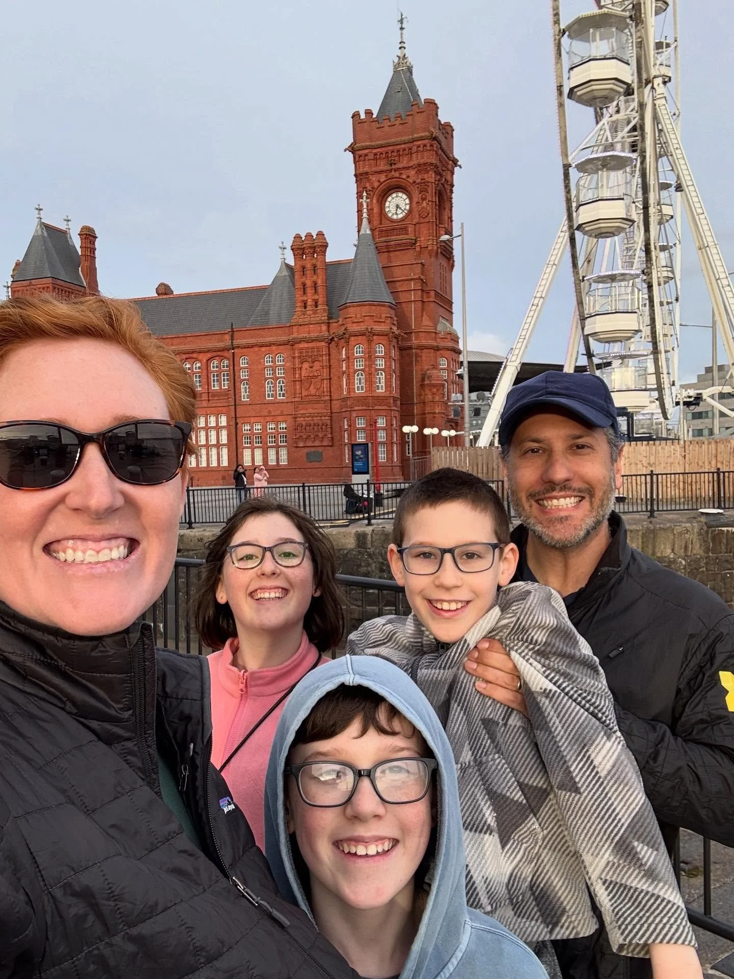 Cardiff, Wales Highlights:

Hometown of Roald Dahl
Ferris wheel with spinning cars
Too much spinning
Japanese dinner
Face masks
Bake Off
Two hotel rooms
Ferry to Ireland