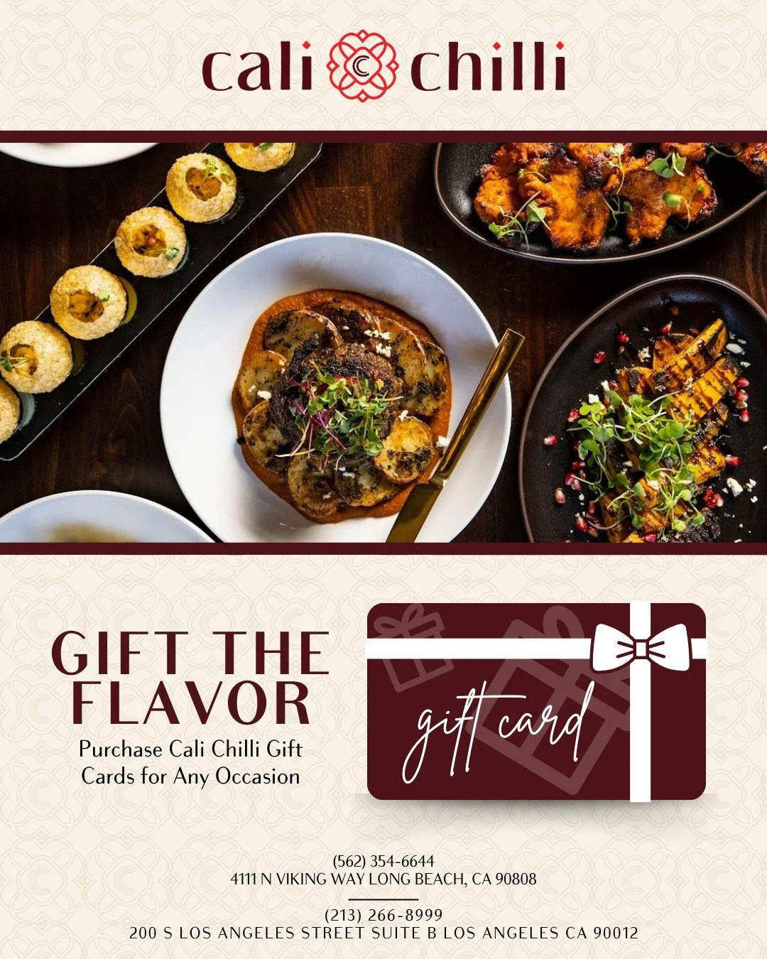Delight your loved ones with a CaliChilli Gift Card, offering a unique fusion of traditional Indian spices and global culinary styles. Led by Michelin-starred Chef Mural Manjunath, our inventive dishes provide an unforgettable dining experience. Shar