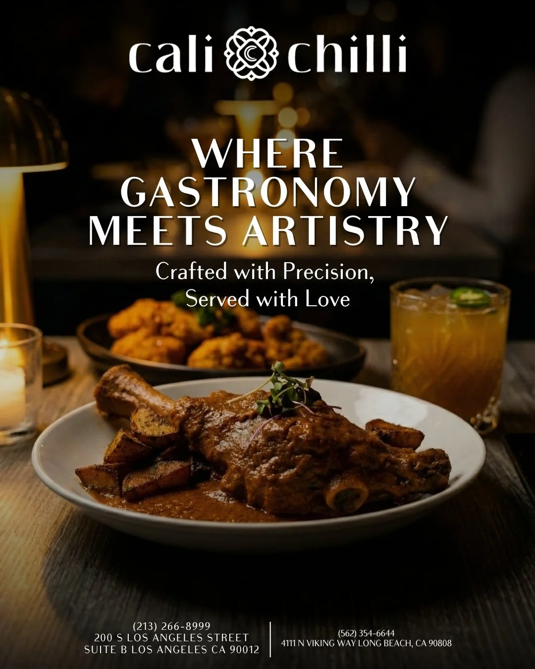 🎨 Where Gastronomy Meets Artistry.

Every dish is a masterpiece &mdash; crafted with precision, plated with passion, and served with love.

From slow-braised lamb shanks glazed in velvety spice to golden fried bites that sing with flavor &mdash; at 