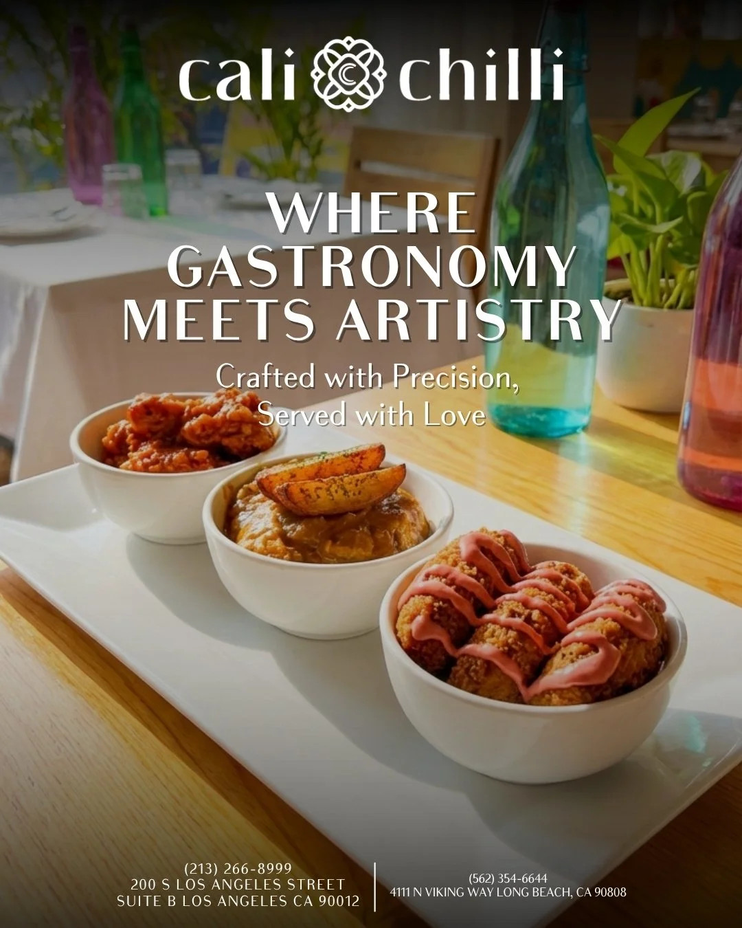 ✨ Where every bite is a masterpiece&mdash;served with love. ✨ 

At Cali Chilli, we don&rsquo;t just cook&mdash;we create. From the golden crunch of these artfully drizzled bites to the meticulous precision in every dish, our menu is a celebration of 