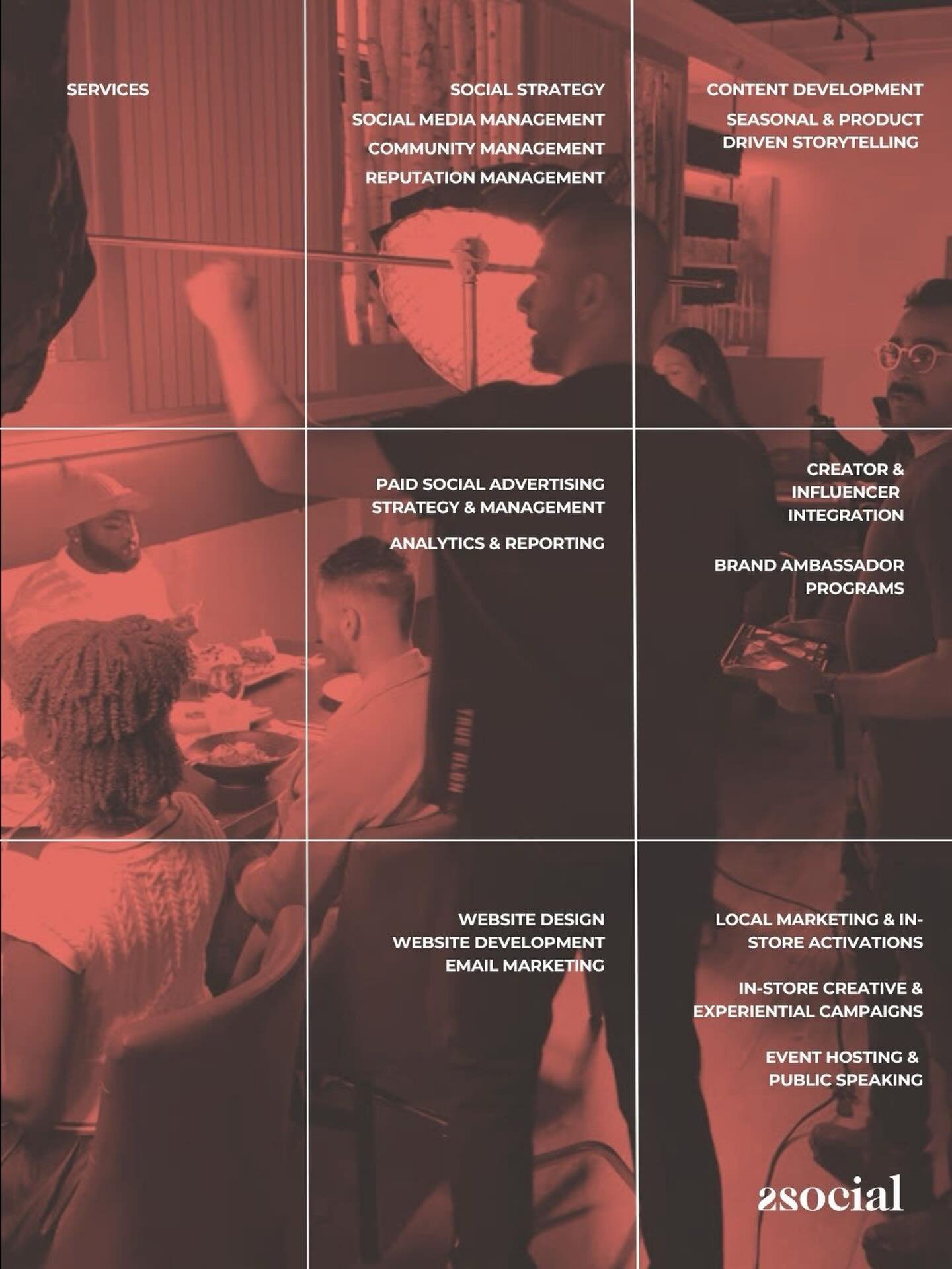 Our Services > Tap &amp; Zoom
It&rsquo;s more than you may think 🤔 ⬇️

ꜱᴏᴄɪᴀʟ ꜱᴛʀᴀᴛᴇɢʏ
ꜱᴏᴄɪᴀʟ ᴍᴇᴅɪᴀ ᴍᴀɴᴀɢᴇᴍᴇɴᴛ
ᴄᴏᴍᴍᴜɴɪᴛʏ ᴍᴀɴᴀɢᴇᴍᴇɴᴛ
ʀᴇᴘᴜᴛᴀᴛɪᴏɴ ᴍᴀɴᴀɢᴇᴍᴇɴᴛ

ᴄᴏɴᴛᴇɴᴛ ᴅᴇᴠᴇʟᴏᴘᴍᴇɴᴛ 
ꜱᴇᴀꜱᴏɴᴀʟ &amp; ᴘʀᴏᴅᴜᴄᴛ ᴅʀɪᴠᴇɴ ꜱᴛᴏʀʏᴛᴇʟʟɪɴɢ

ᴘᴀɪᴅ ꜱᴏᴄɪᴀʟ ᴀᴅᴠᴇʀᴛɪꜱɪɴɢ ꜱᴛ