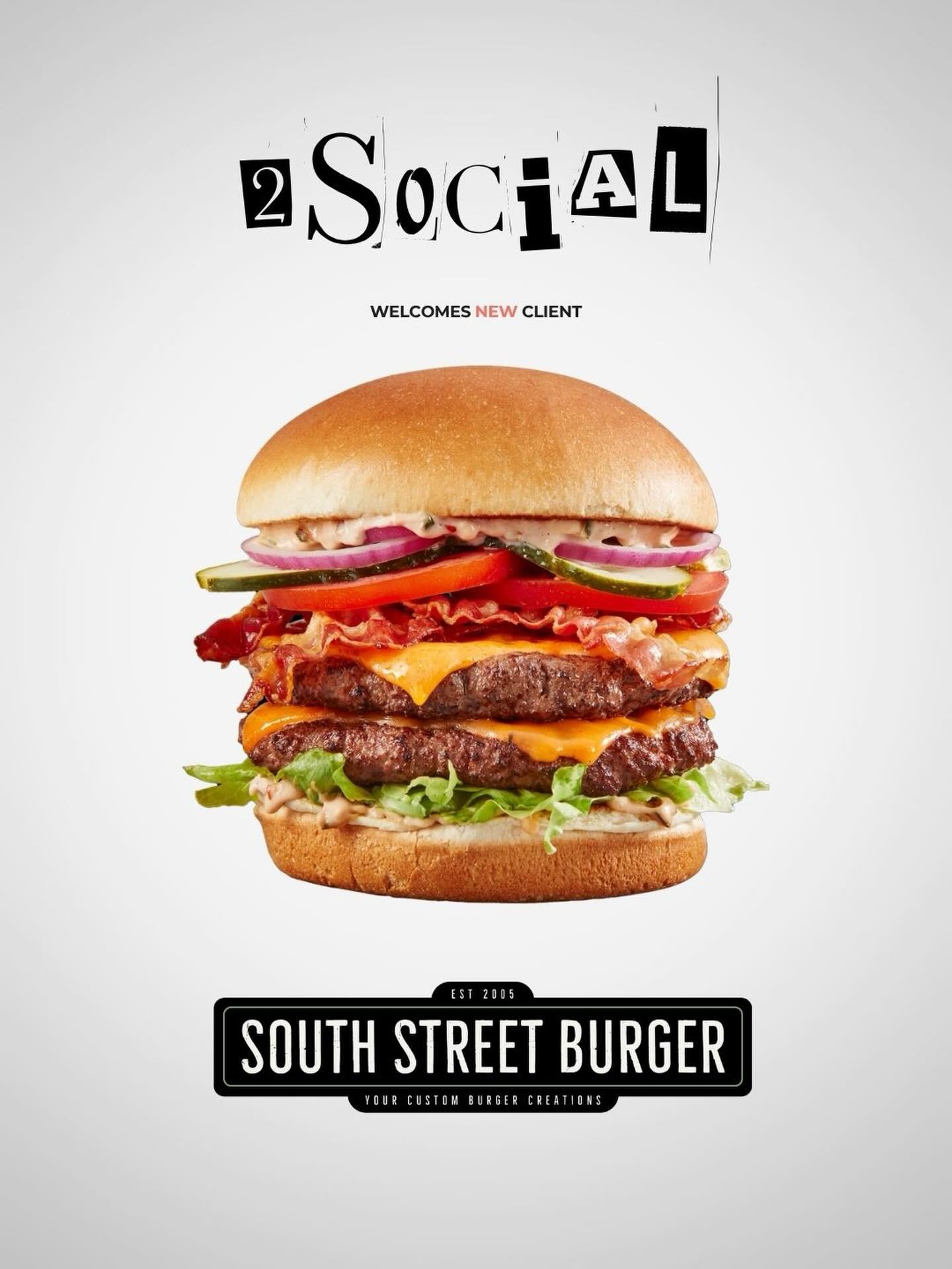 Now serving: one delicious new partnership. South St. Burger x 2Social.
🍔 @southstburgerco 

With over 30 toppings and endless ways to build your perfect burger, South St. Burger has earned its spot as a Canadian favourite. We&rsquo;re excited to te